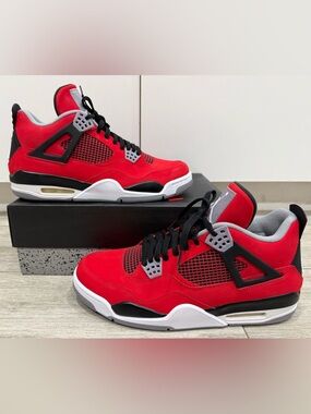 Air Jordan 4 Retro Toro Bravo 308497-603 Fire Red White Black Cement Grey Sz 12
